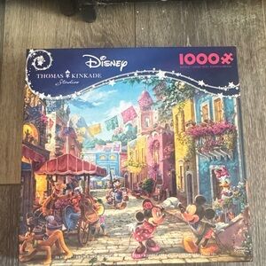 Disney Thomas Kinkade Puzzle Box - Bright Multicolor Village Scene NEW